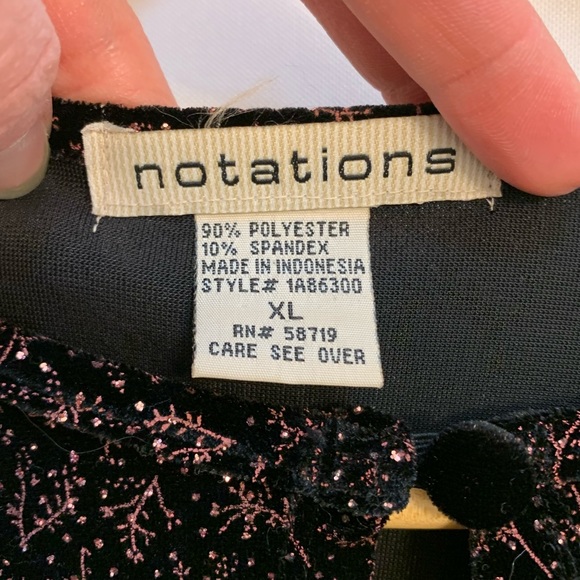 Notations 2-Fer Twinset - black and mauve sparkle layered top - Picture 5 of 10